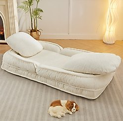 Cesicia Adjustabe Position Lazy Sofa Dog Bed, White