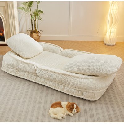 Cesicia Cesicia Adjustabe Position Lazy Sofa Dog Bed, White