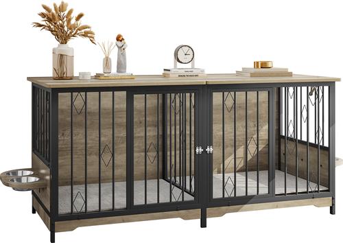 Show full view: Yitahome Furniture Style Dog Crate, 71-in, Gray slide 3 of 8