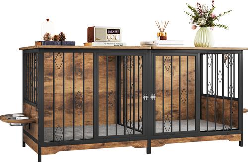 Show full view: Yitahome Furniture Style Dog Crate, 71-in, Brown slide 3 of 8