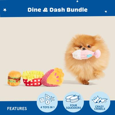 Show full view: BARK Dine & Dash Bundle Plush Dog Toy slide 3 of 8