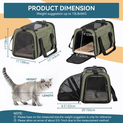 Show full view: Petsfit Expandable Airline-Approved Soft-Sided Dog & Cat Carrier, Green, 17 x 11 x 11-in slide 2 of 10