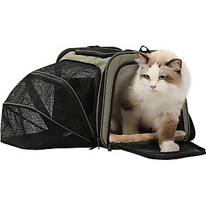 Petsfit Expandable Airline-Approved Soft-Sided Dog & Cat Carrier, Green, 17 x 11 x 11-in