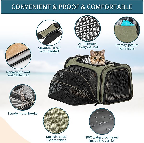Petsfit Expandable Airline-Approved Soft-Sided Dog & Cat Carrier