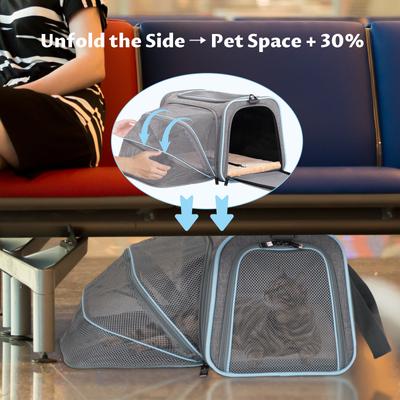 Show full view: Petsfit Expandable Airline-Approved Soft-Sided Dog & Cat Carrier, Light Gray, 17 x 11 x 11-in slide 5 of 10