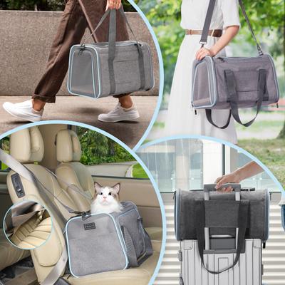 Show full view: Petsfit Expandable Airline-Approved Soft-Sided Dog & Cat Carrier, Light Gray, 17 x 11 x 11-in slide 3 of 10