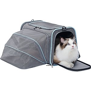 Petsfit Expandable Airline-Approved Soft-Sided Dog & Cat Carrier, Light Gray, 17 x 11 x 11-in
