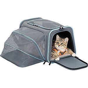 Petsfit Expandable Airline-Approved Soft-Sided Dog & Cat Carrier, Light Gray, 16 x 10 x 9-in