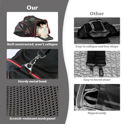 Show full view: Petsfit Expandable Airline-Approved Soft-Sided Dog & Cat Carrier, Black, 19 x 12 x 12-in slide 9 of 10
