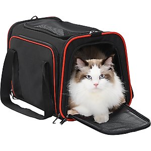 Petsfit Expandable Airline-Approved Soft-Sided Dog & Cat Carrier, Black, 19 x 12 x 12-in