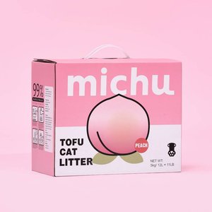 Michu Natural Clumping Tofu Cat Litter, 11-lb box, Peach
