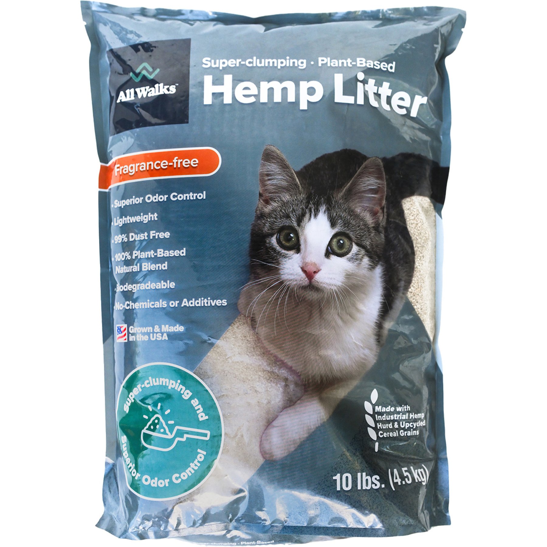 All Walks Plant Based Super-Clumping Hemp Cat Litter, 10-lb bag