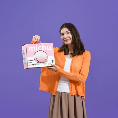 Show full view: Michu Natural Clumping Tofu Cat Litter, 11-lb box, Peach slide 9 of 10