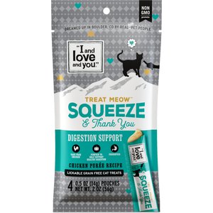 I and Love and You Meow Digestion Support Chicken Puree Recipe Lickable Cat Treat, 48 count