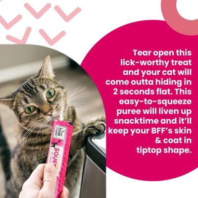 Show full view: I and Love and You Meow Skin & Coat Support Tuna Puree Recipe Lickable Cat Treat, 48 count slide 4 of 8