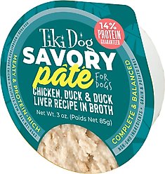 Tiki Dog Grain-Free Savory Chicken, Duck & Duck Liver Pate Wet Cat Food, 3-oz cup, case of 4