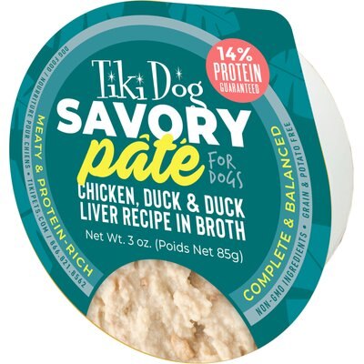 Tiki Dog Tiki Dog Grain-Free Savory Chicken, Duck & Duck Liver Pate Wet Cat Food, 3-oz cup, case of 4