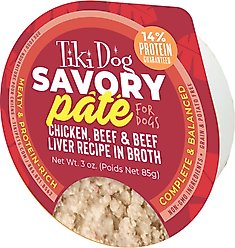 Tiki Dog Grain-Free Savory Chicken, Beef & Beef Liver Pate Wet Dog Food, 3-oz cup, case of 4
