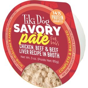 Tiki Dog Grain-Free Savory Chicken, Beef & Beef Liver Pate Wet Dog Food, 3-oz cup, case of 4
