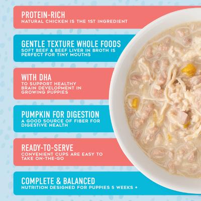 Show full view: Tiki Dog Baby Whole Foods Grain-Free Beef & Beef Liver Shreds Wet Dog Food, 3-oz cup, case of 4 slide 6 of 8