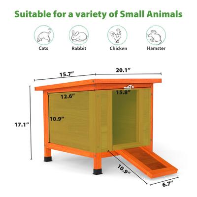 Show full view: Coziwow Wooden Weatherproof Outdoor Cat House with Nonslip Ramp, Orange slide 2 of 2