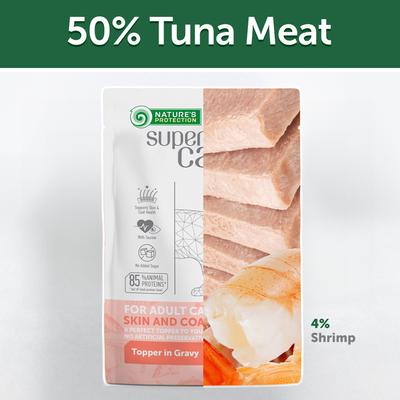Show full view: Nature's Protection Superior Care Tuna & Shrimp Shredded Wet Cat Food Topper, 2.46-oz pouch, case of 24 slide 9 of 11