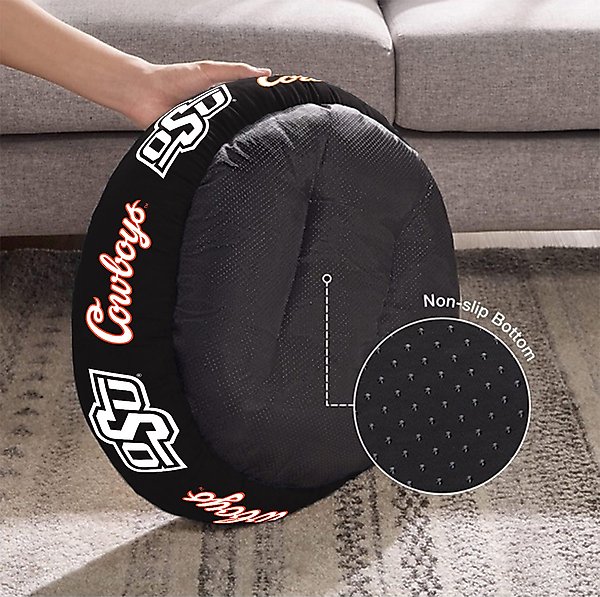 Show full view: ShopInstaPets Oklahoma State Cowboys Donut Plush Dog Bed, X-Large slide 3 of 4