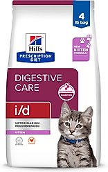 Hill's Prescription Diet i/d Digestive Care Chicken Flavor Dry Kitten Food, 4-lb bag