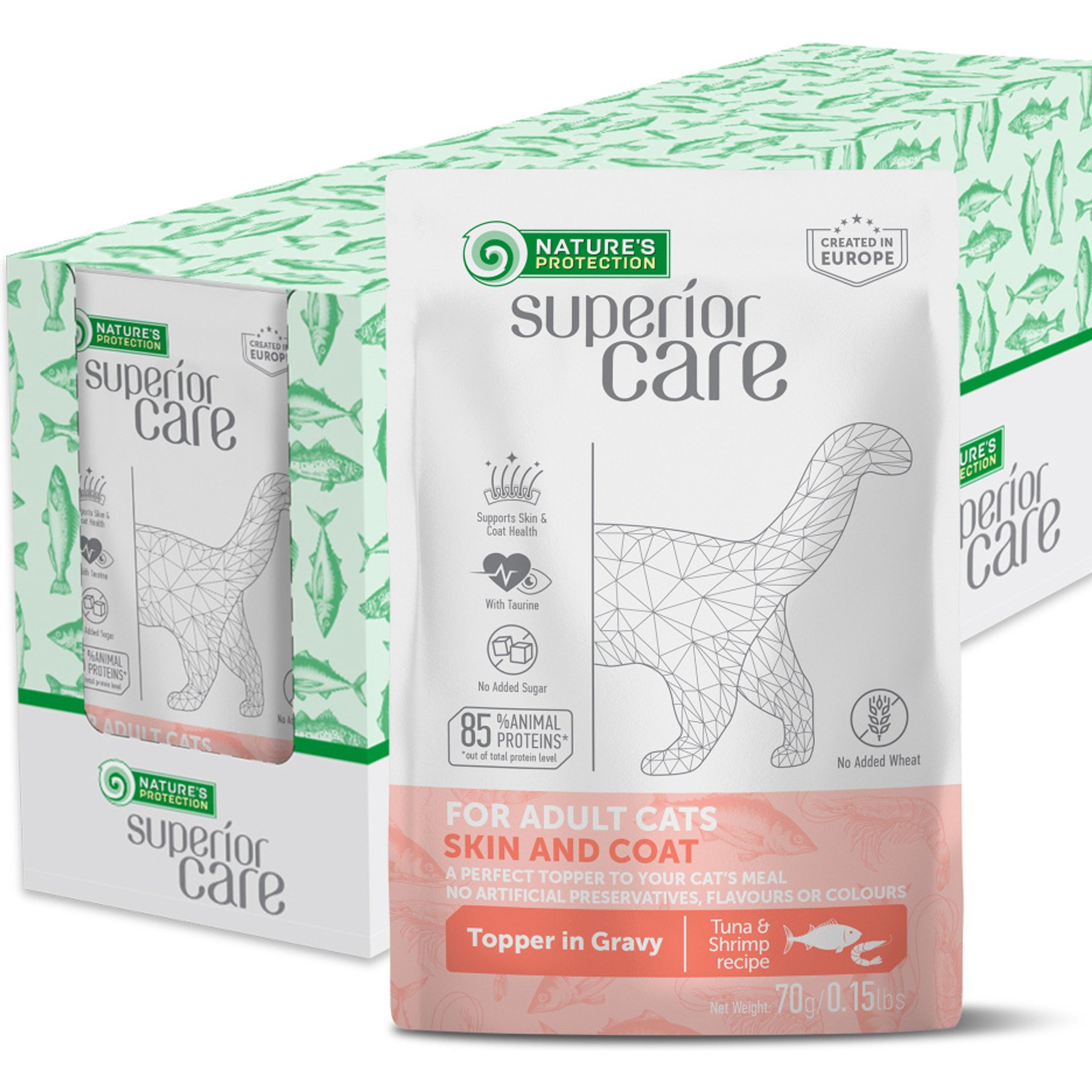Nature's Protection Superior Care Tuna & Shrimp Wet Cat Food Topper, 2.46-oz pouch, case of 24