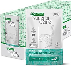 Nature's Protection Superior Care Tuna & Sea Bass Kitten Shredded Wet Cat Food Topper, 2.46-oz pouch, case of 24