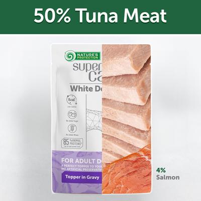 Show full view: Nature's Protection Superior Care Adult Low Calorie Tuna & Salmon Wet Dog Food Topper, 2.46-oz pouch, case of 24 slide 9 of 10