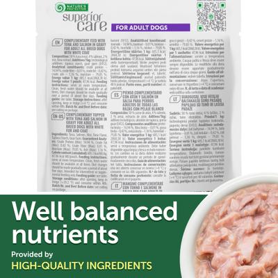 Show full view: Nature's Protection Superior Care Adult Low Calorie Tuna & Salmon Wet Dog Food Topper, 2.46-oz pouch, case of 24 slide 6 of 10