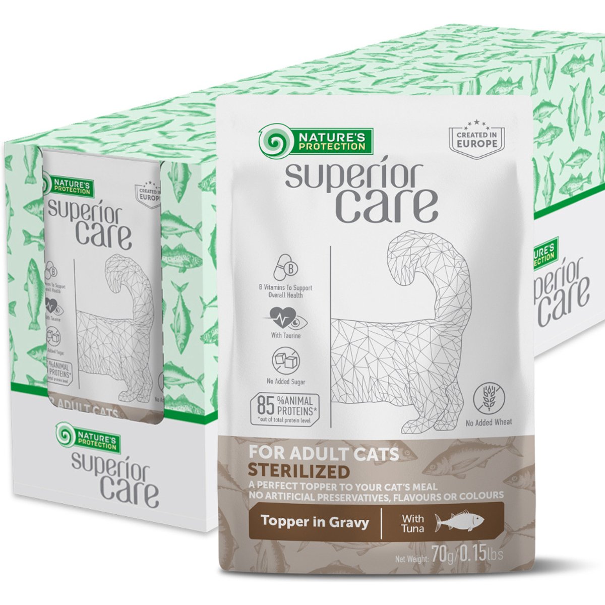 Nature's Protection Superior Care Tuna Wet Cat Food Topper, 2.46-oz pouch, case of 24