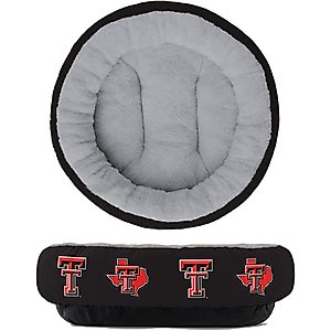 ShopInstaPets Texas Tech Red Raiders Donut Plush Dog Bed, X-Large
