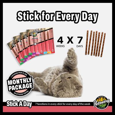Show full view: PetBeing Stick a Day 7-in-1 Daily Salmon Chew Supplement for Cats, 28 count slide 6 of 10
