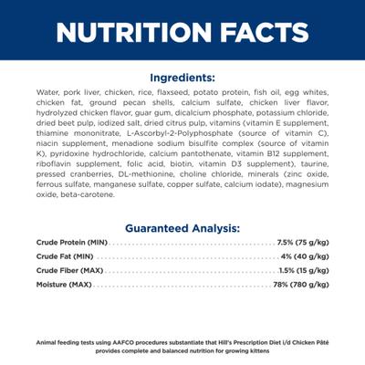 Show full view: Hill's Prescription Diet i/d Digestive Care with Chicken Minced Wet Kitten Food, 5.5-oz, can, case of 24 slide 5 of 10