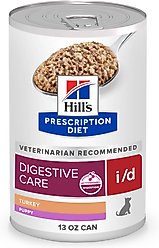 Hill's Prescription Diet i/d Digestive Care with Turkey Minced Wet Puppy Food, 13-oz can, case of 12