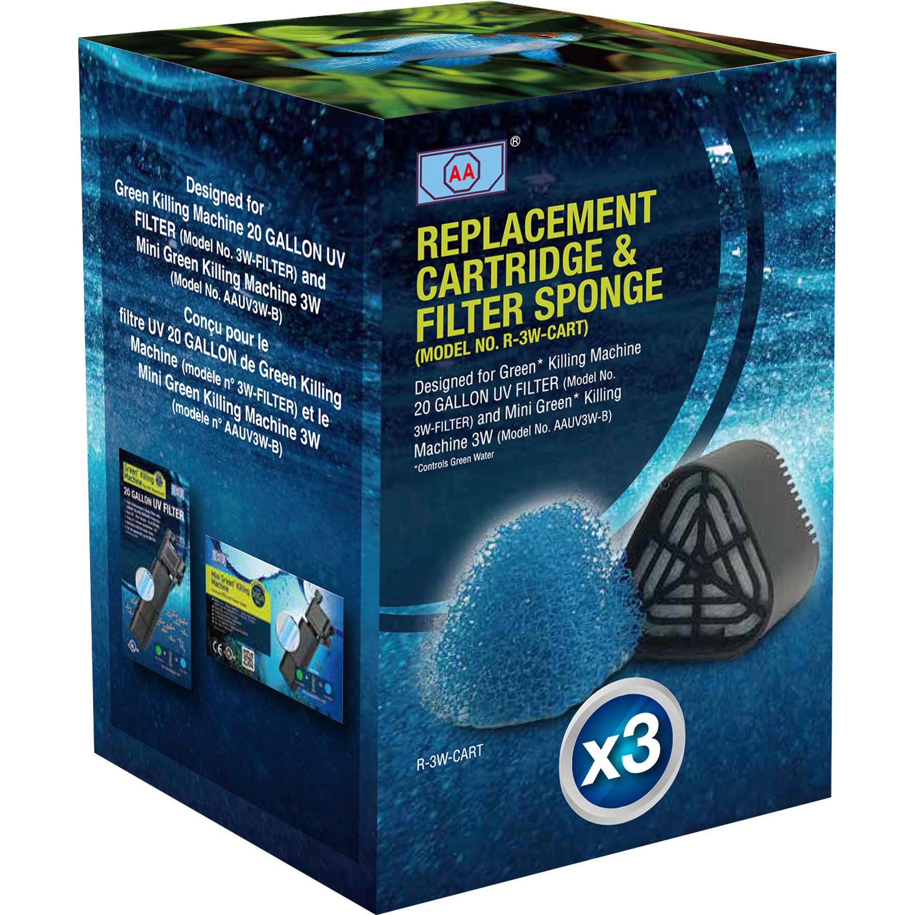 AA Aquarium GKM 20Ga UV Filter Replacement Cartridges & Filter Sponge
