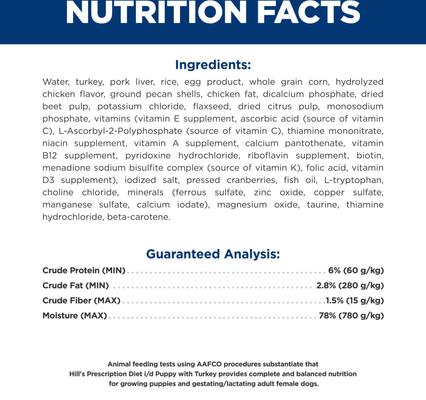 Show full view: Hill's Prescription Diet i/d Digestive Care with Turkey Minced Wet Puppy Food, 13-oz can, case of 12 slide 5 of 10
