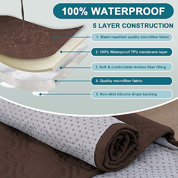 Show full view: H.VERSAILTEX Waterproof Non-Skid Furniture Cover, Brown, Small slide 5 of 8