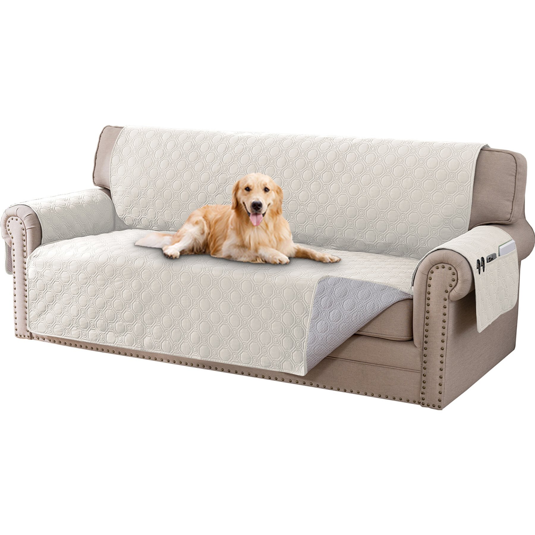 H.VERSAILTEX Waterproof Non-Skid Furniture Cover, Beige, X-Large