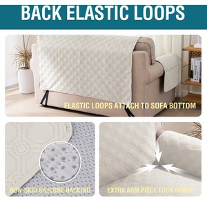 H.VERSAILTEX Waterproof Non-Skid Furniture Cover, Beige, Large