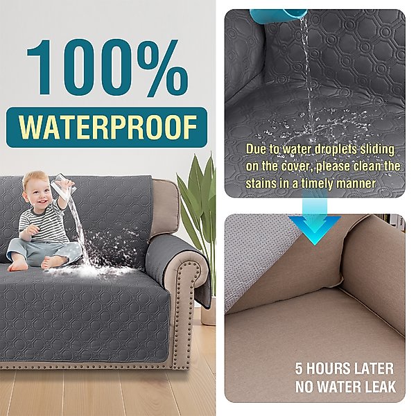 Show full view: H.VERSAILTEX Waterproof Non-Skid Furniture Cover, Grey, Small slide 4 of 8
