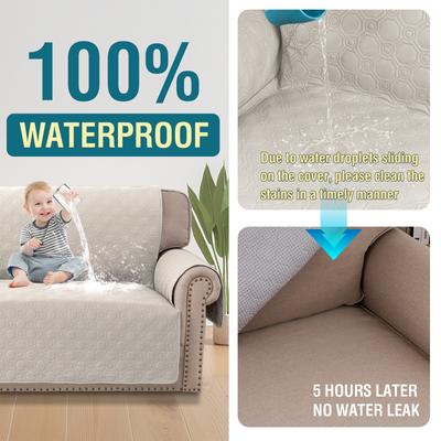 Show full view: H. VERSAILTEX Waterproof Dog Sofa Slipcover, French Oak, Left Chaise + 2 Seats slide 5 of 10