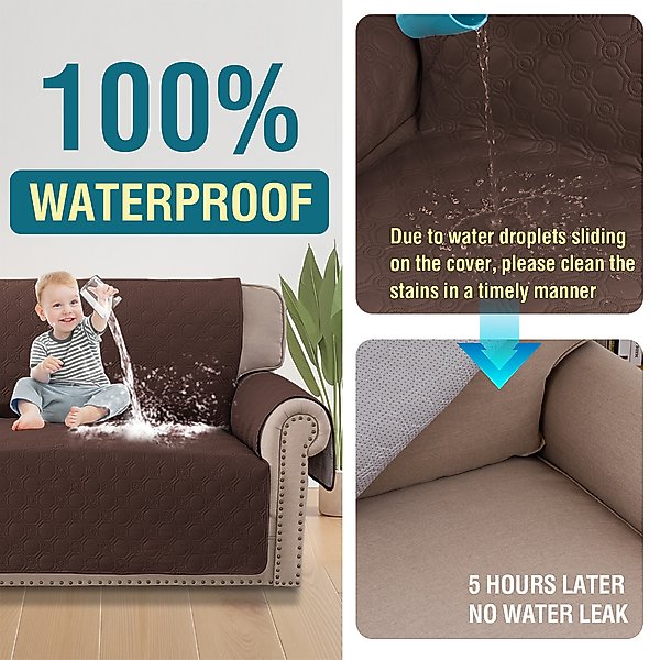 Show full view: H.VERSAILTEX Waterproof Non-Skid Furniture Cover, Brown, Small slide 4 of 8
