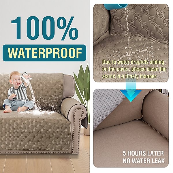 Show full view: H.VERSAILTEX Waterproof Non-Skid Furniture Cover, Taupe, Small slide 3 of 8