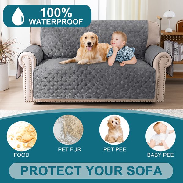 Show full view: H.VERSAILTEX Waterproof Non-Skid Furniture Cover, Grey, Medium slide 2 of 8