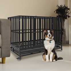 RYPetmia Heavy-Duty Industrial Dog Crate, Black, 48-in
