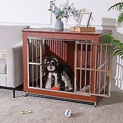 RYPetmia Deluxe Dog Crate, Red, 41-in