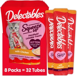Hartz Delectables Squeeze Up Complete & Balanced Chicken Lickable Kitten Treats, 0.5-oz tube, case of 32